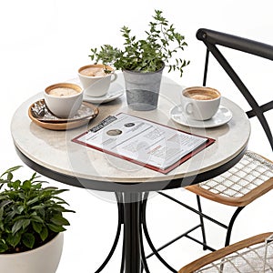 Cafe table isolated on white background