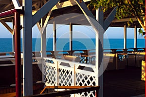 cafe tables overlooking the sea