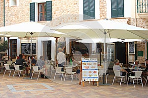 Cosy cafe terrace in Fornalutx, Majorca