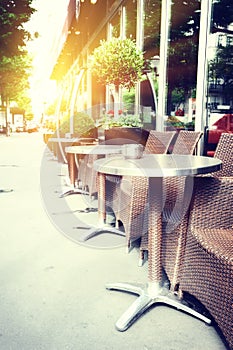 Cafe terrace in summer Paris