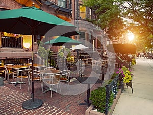 Cafe Terraces in Newbury Street, Boston, USA photo