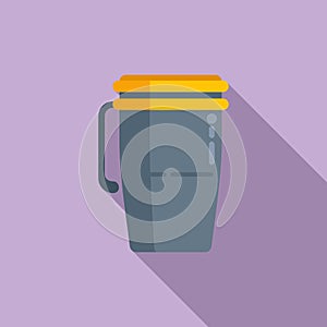 Cafe thermo cup icon flat vector. Coffee travel