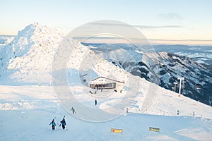 Cafe on the top of ski resort mountains