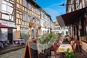 Cafes in Petite-France in Strasbourg.