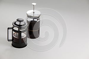 Cafetiere coffeemakers on white background