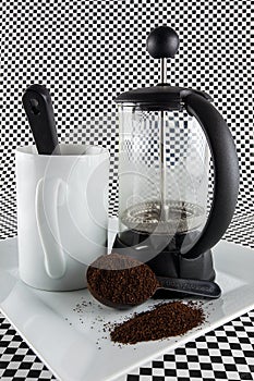 Cafetiere and cup