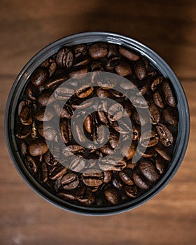Coffee bobs in the mug photo