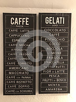Caffe and gelati