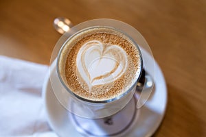 Caffe Latte with Heart Shape Foam Pattern