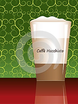 Caffe macchiato with reflection photo