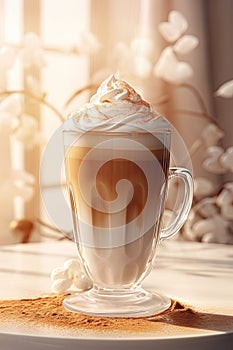 caffee latte with whipped cream