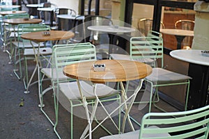 Caffee restaurant interior empty table photo