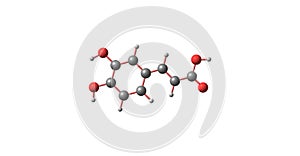 Caffeic acid molecular structure isolated on white