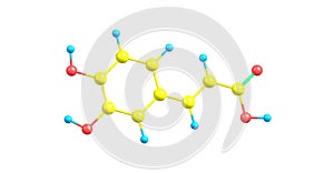 Caffeic acid molecular structure isolated on white