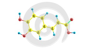 Caffeic acid molecular structure isolated on white