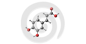 Caffeic acid molecular structure isolated on white