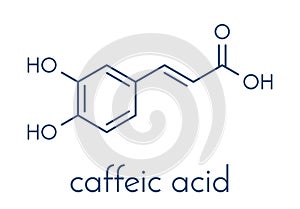 Caffeic acid molecule. Intermediate in the biosynthesis of lignin. Skeletal formula.