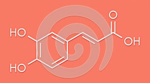 Caffeic acid molecule. Intermediate in the biosynthesis of lignin. Skeletal formula.