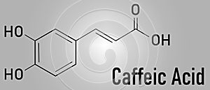 Caffeic acid molecule skeletal formula. Intermediate in the biosynthesis of lignin. photo