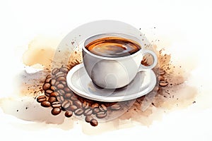 Caffeine beans drink beverage espresso coffee cup brown breakfast black cafe background aroma