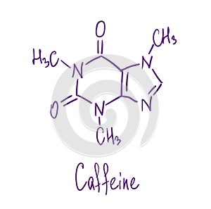 Caffeine chemical structure. Vector illustration Hand drawn