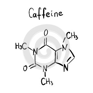 Caffeine Chemistry Molecule Formula Hand Drawn Imitation