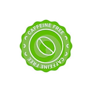 Caffeine free vector logo icon sign. Allergy decaffeinated coffee symbol health natural eco label.