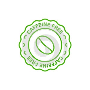 Caffeine free vector logo icon sign. Allergy decaffeinated coffee symbol health natural eco label.