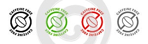 Caffeine free vector logo icon sign. Allergy decaffeinated coffee symbol health natural eco label.