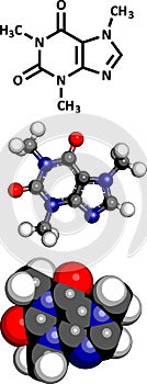 Caffeine, molecular model