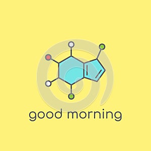 Caffeine molecular structure. Good morning concept. chemical formula and text