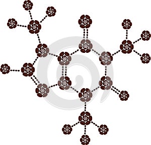 Caffeine molecule Chemical Formula made of Coffee Beans