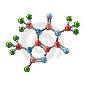 Caffeine molecule 3d illustration