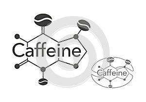 Caffeine scheme - molecules with coffee beans