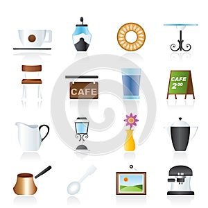 CafÃÂ© and coffeehouse icons photo