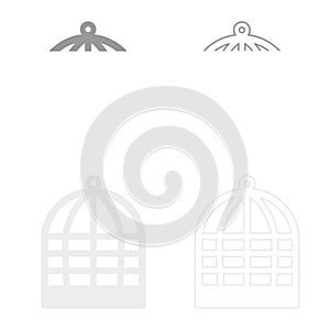 Gabbia uccello antico cattività impostato icona grigio nero colore vettore illustrazioni immagine un appartamento stile solido compilare 
