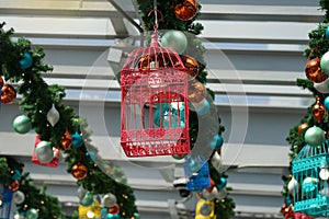 Cage lighting decoration in Christmas celebration vintage design at department store