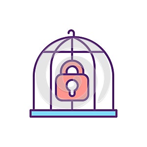Cage and lock RGB color icon