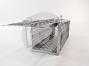 Cage mouse trap on white background