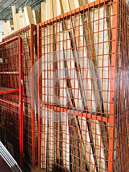 Cage security and roller lines in cargo warehouse and ready loading shipment to container truck for transportation to destination