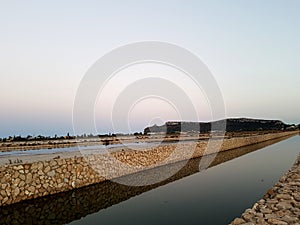 Cagliari, Molentargius Saline Regional Park and Devil`s Saddle. Sardinia, Italy