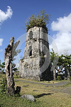 Cagsawa church ruins mayon volcano philippines photo