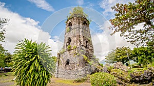 Cagsawa church ruins with Mount Mayon volcano in the background, Legazpi, Philippines