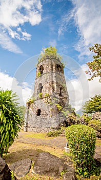 Cagsawa church ruins with Mount Mayon volcano in the background, Legazpi, Philippines photo