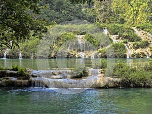 Cahabon River, forms numerous cascades, Semuc champey, Guatemala