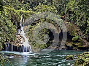 Cahabon River, forms numerous cascades, Semuc champey, Guatemala