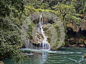 Cahabon River, forms numerous cascades, Semuc champey, Guatemala