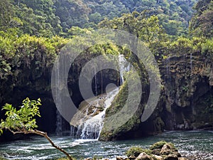 Cahabon River, forms numerous cascades, Semuc champey, Guatemala