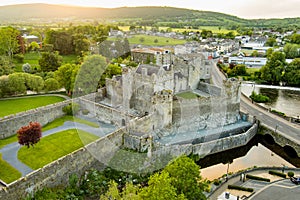 Cahir castle, one of Ireland\'s most prominent and best-preserved medieval castles, situated on a an island on the River Suir