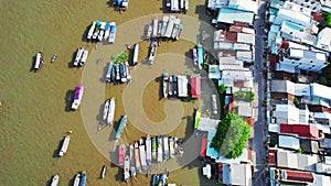 Cai Rang floating market, Can Tho, Vietnam, aerial view